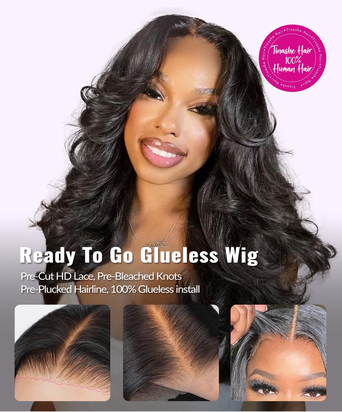 Tinashe Butterfly Cut Human Hair Glueless 200% Density Wig With Curtain Bangs Butterfly Cut Loose Body Wavy Pre Cut 6x5 HD Lace Closure Wig #dealsforyoudays