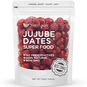 NESTLADY  Jujube Date, Red Date, Improve sleep, | High Grade Superfood | Healthy Dried Fruit |  Natural | Non-GMO | Sweet and Chewy Net weight: 454g (1LB), Packed in USA