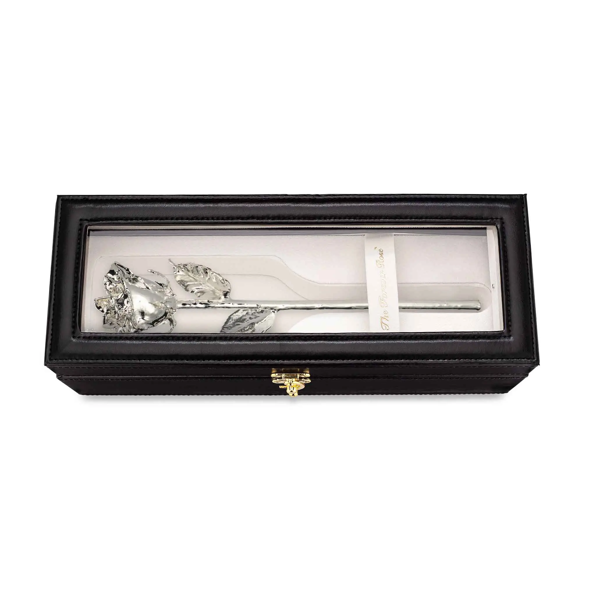 Forever Rose Leather Display Case Combo (Silver)