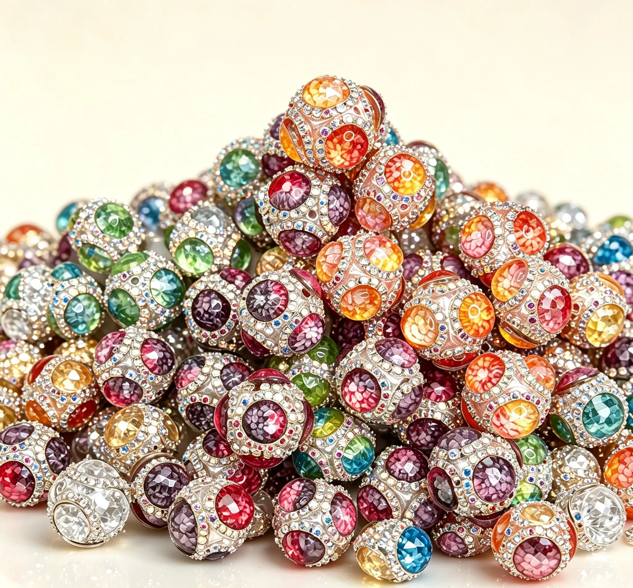 [ManN1]A1-A60 Multi-Color Crystal Inlay Large Hole Rhinestone Beads, European Charm Spacer Beads For DIY Bracelet, Jewelry Making & Beadable Pen Supplies