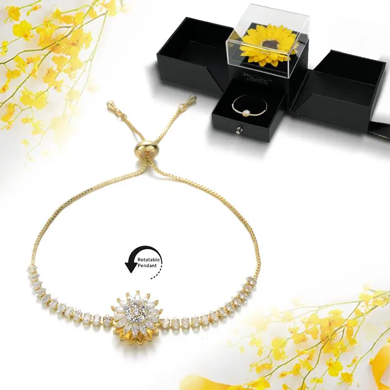 Sunflower bracelet gift box, couple magnetic suction bracelet, perfect choice for female daughter, girlfriend, wife, mother, friend, sisters, aunt, birthday, wedding, mother's day and Christmas gifts
