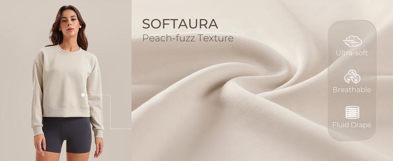 CRZ YOGA Womens SoftAura Crewneck Sweatshirt Long Sleeve Workout Casual Pullover Basic Fall Tops