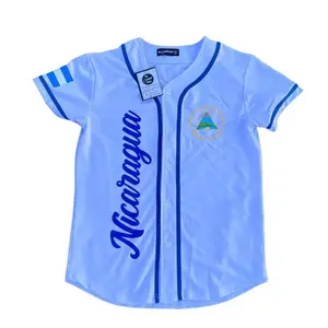 Full Print Nicaragua White Baseball Jersey Jersey, Print Baseball Jersey, Sport Jersey for Men and Women, Baseball Jersey Style