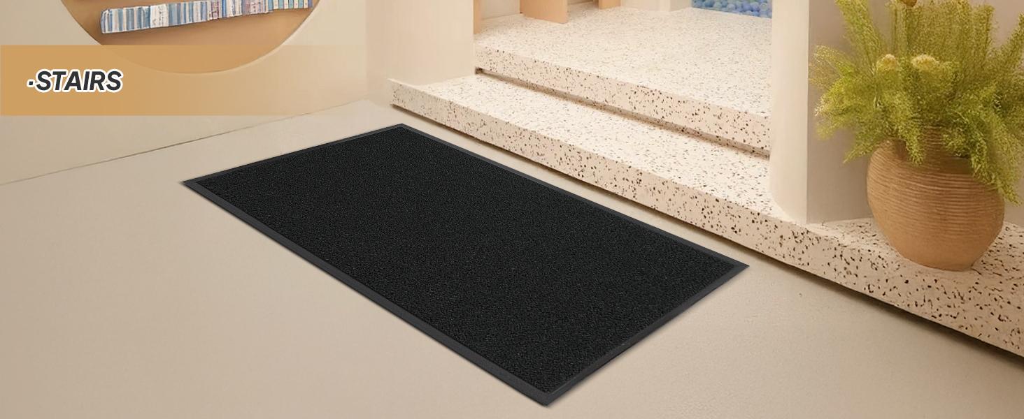 ROVSUN Front Door Mat Indoor Outdoor Entrance, Waterproof Heavy Duty Doormat, Stain and Fade Resistant, Low Profile, Easy Clean Welcome Floor Mats for Commercial Entry Patio Porch