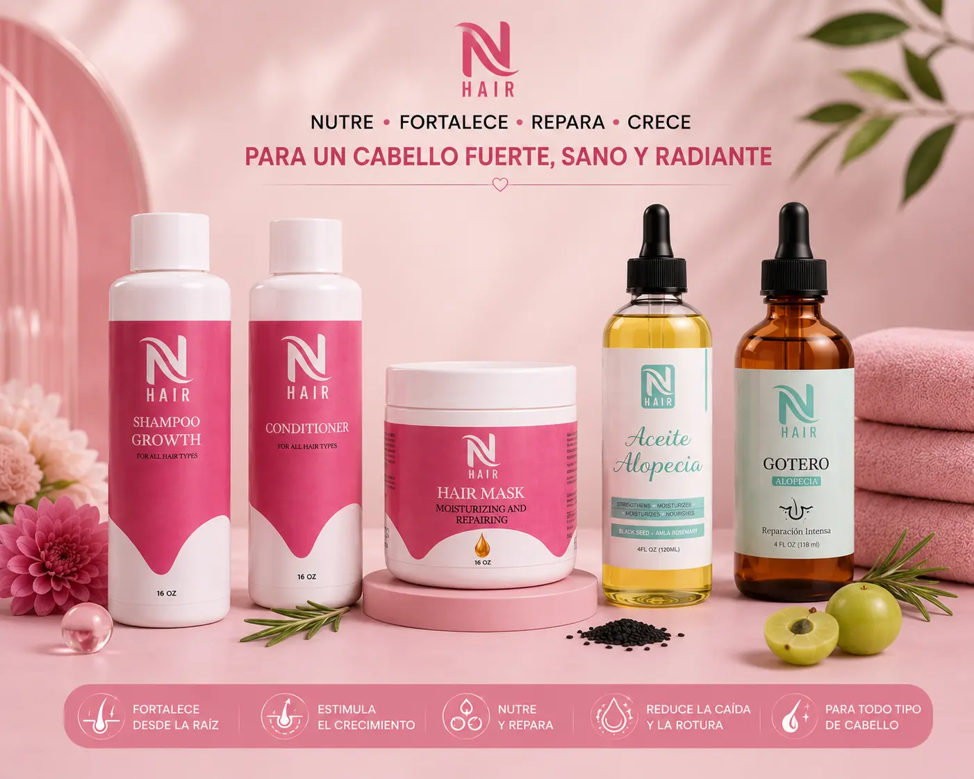 NhAir Intensive Therapy Nourishing Scalp Set - Unisex Nutritive Shampoo Cleanser, Deep Conditioner, Lavender & Coconut Oil Moisturizer for Hair Repairs & Scalp Care, Hydrating Self Care Haircare Beauty Kit Bundle