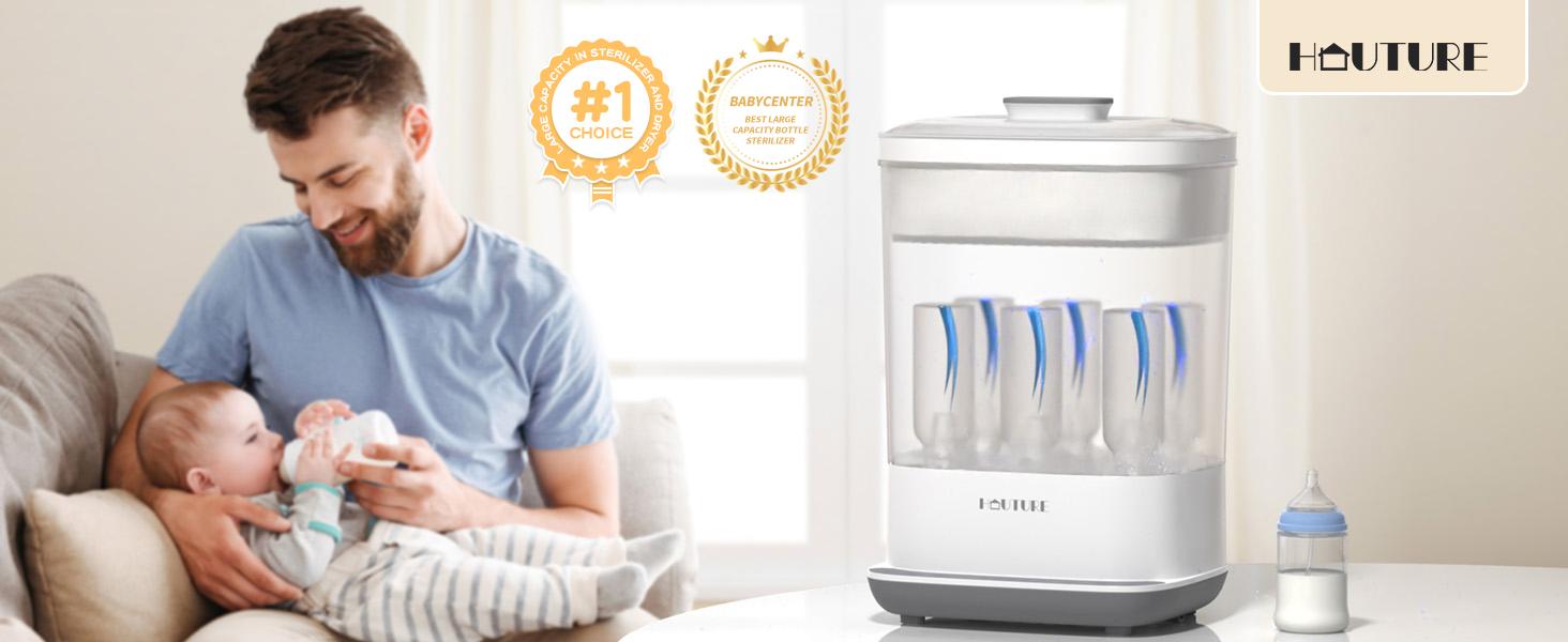 HAUTURE Baby Bottle Sterilizer, 6-in-1  Bottle Sterilizer and Dryer, Electric Steam Bottle Sanitizer for Baby stuffs and Baby Bottles, Mom's Best Choice