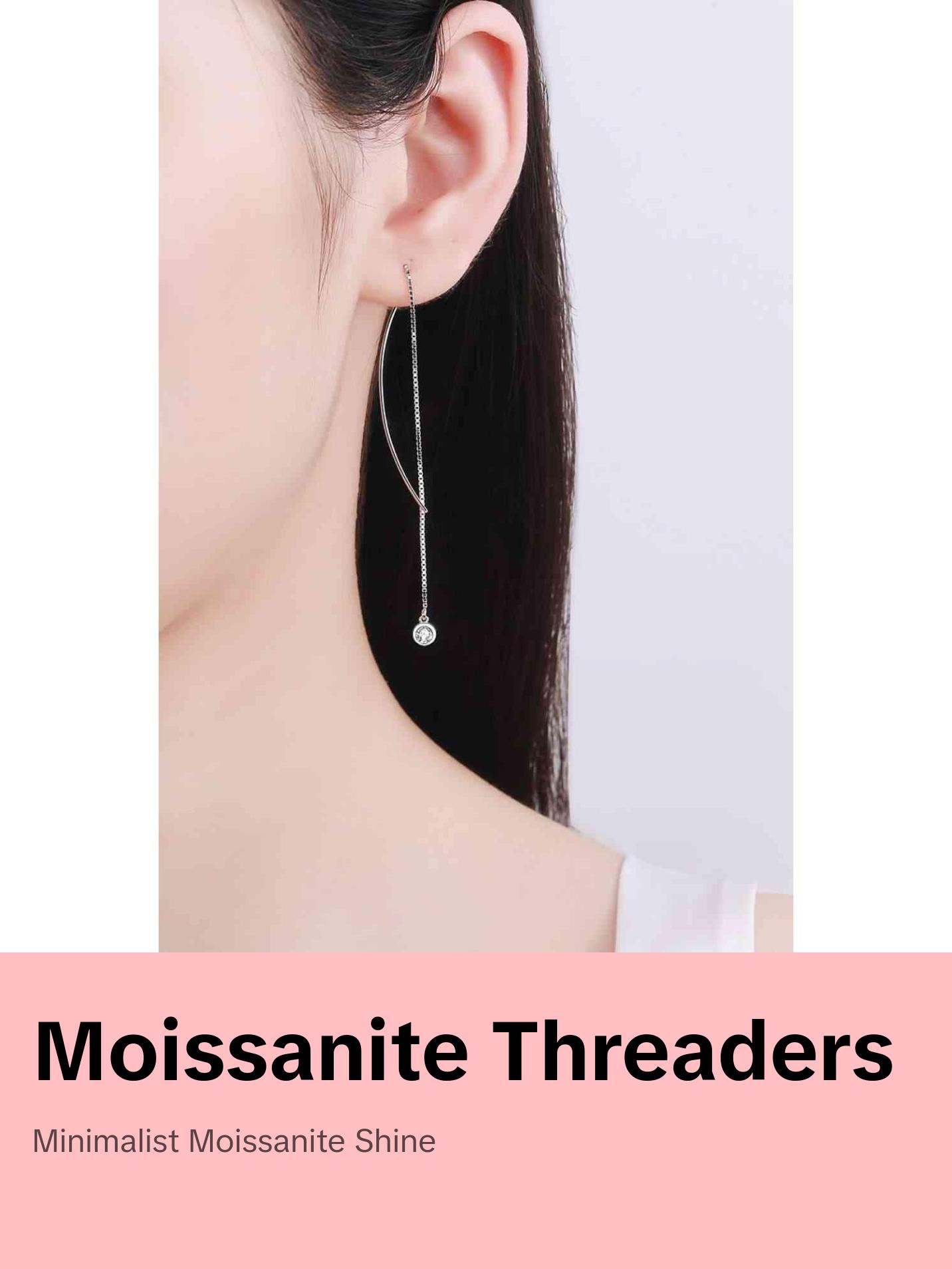 Moissanite 925 Sterling Silver Threader Earrings