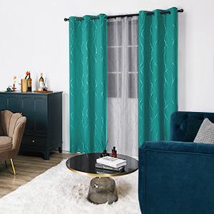Blackout Curtains (2 Panels) Special Sale, Deconovo Grommet Dots Pattern for Bedroom and Living Room - Thermal Insulated Window Curtains curtain