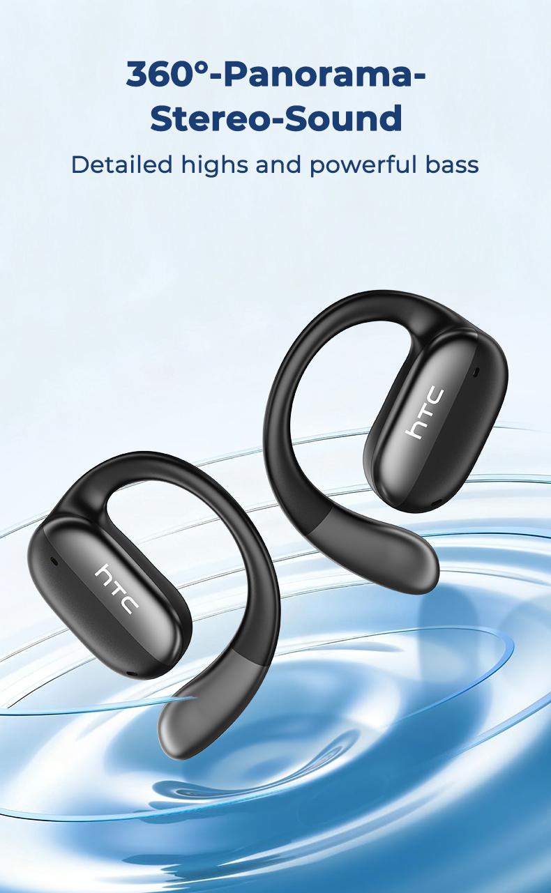 HTC NE58 OWS Translation Bluetooth Earphones with LED Multifunctional Touch Screen, Bluetooth 6.0, Real-time translation in 134 languages, HD calls. Suitable for gaming, sports, music, travel, meetings, and learning.