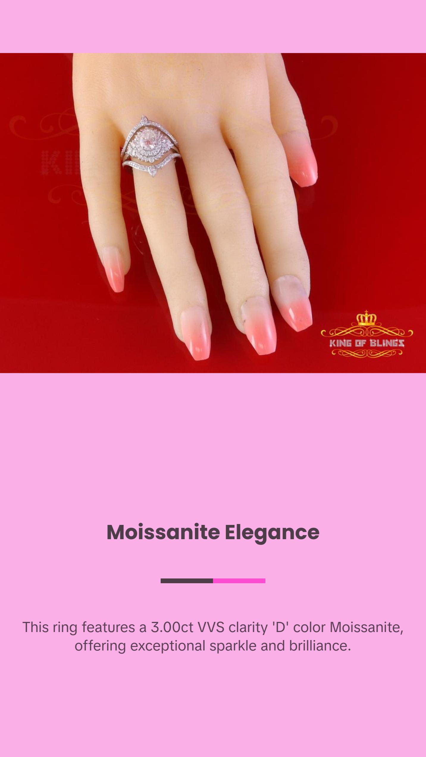 King Of Blings Solitaire Enhancer Guard Wrap Ring Insert SZ7 925 White Silver 3CT Moissanite King Of Blings Solitaire Enhancer Guard Wrap Ring Insert SZ7 925 White Silver 3CT Moissanite