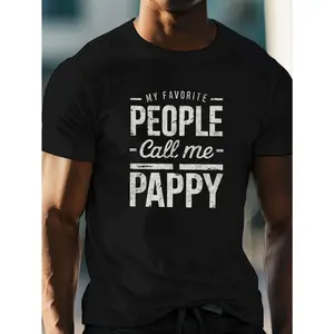 Men's Funny Family T-Shirt - "My Favorite People Call Me Pappy" Graphic Tee - Soft Crew Neck Shirt for Dad, Grandpa - Birthday, Father's Day Gift - Casual Everyday & Special Occasion Outfit - Funny Gift Idea for Him, Humorous Apparel, Playful Design