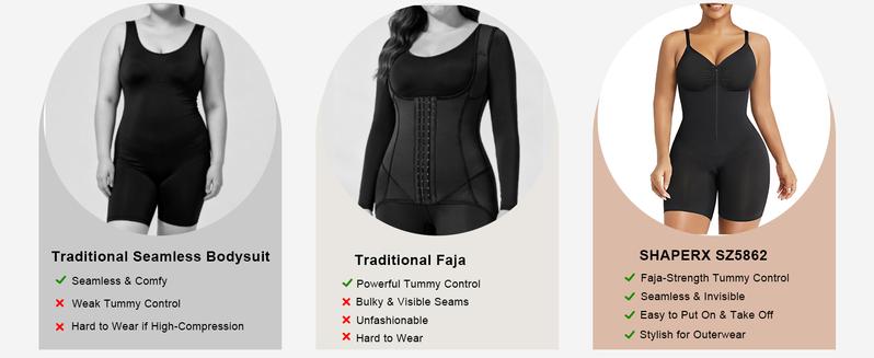 SHAPERX Shapewear for Women Tummy Control Bodysuits Zip-Up Comfort Ultra Stretch Fabric Customizable Fit Breathable Mesh Design Comfortable Fit