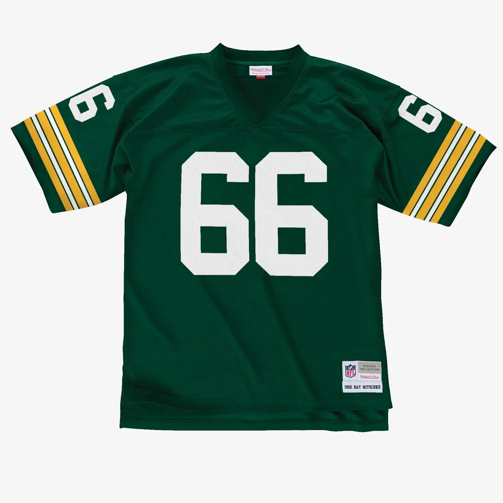 Mitchell & Ness Green Bay Packers Ray Nitschke 1966 Classic Green Player Legacy Jersey with Player Number, Official Football Fanwear