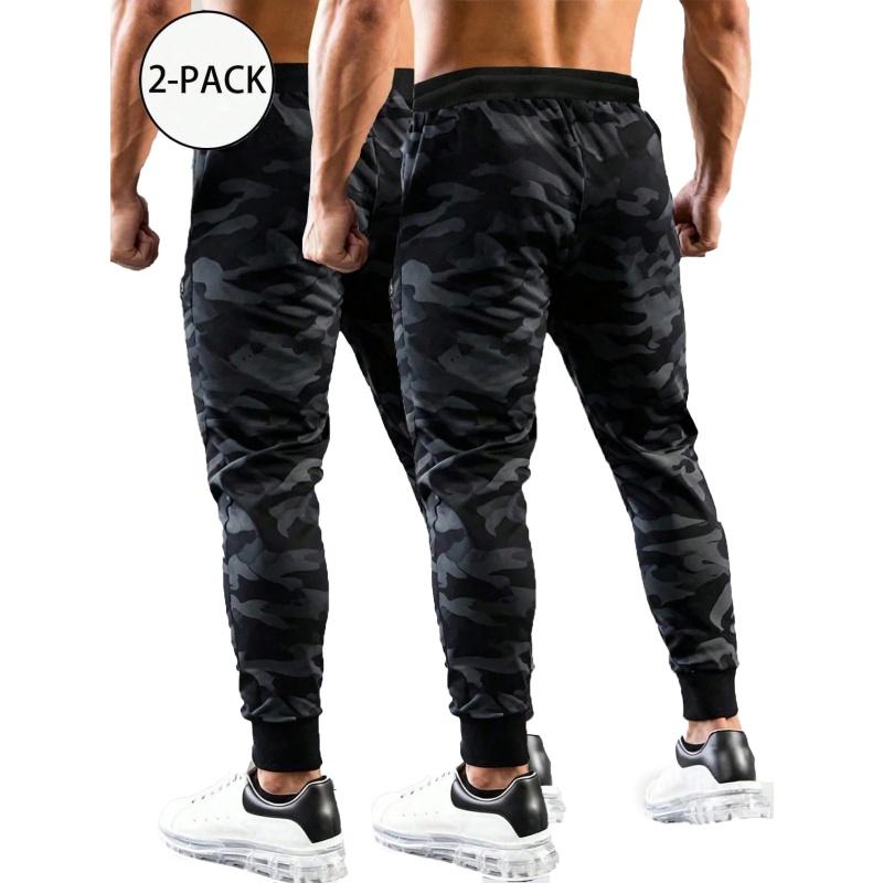 Men's camouflage casual sports pants, simple and versatile long pants suitable for all seasons, featuring pockets and an elastic waistband, breathable material, lightweight pants, loose fit, all-season wear, office casual