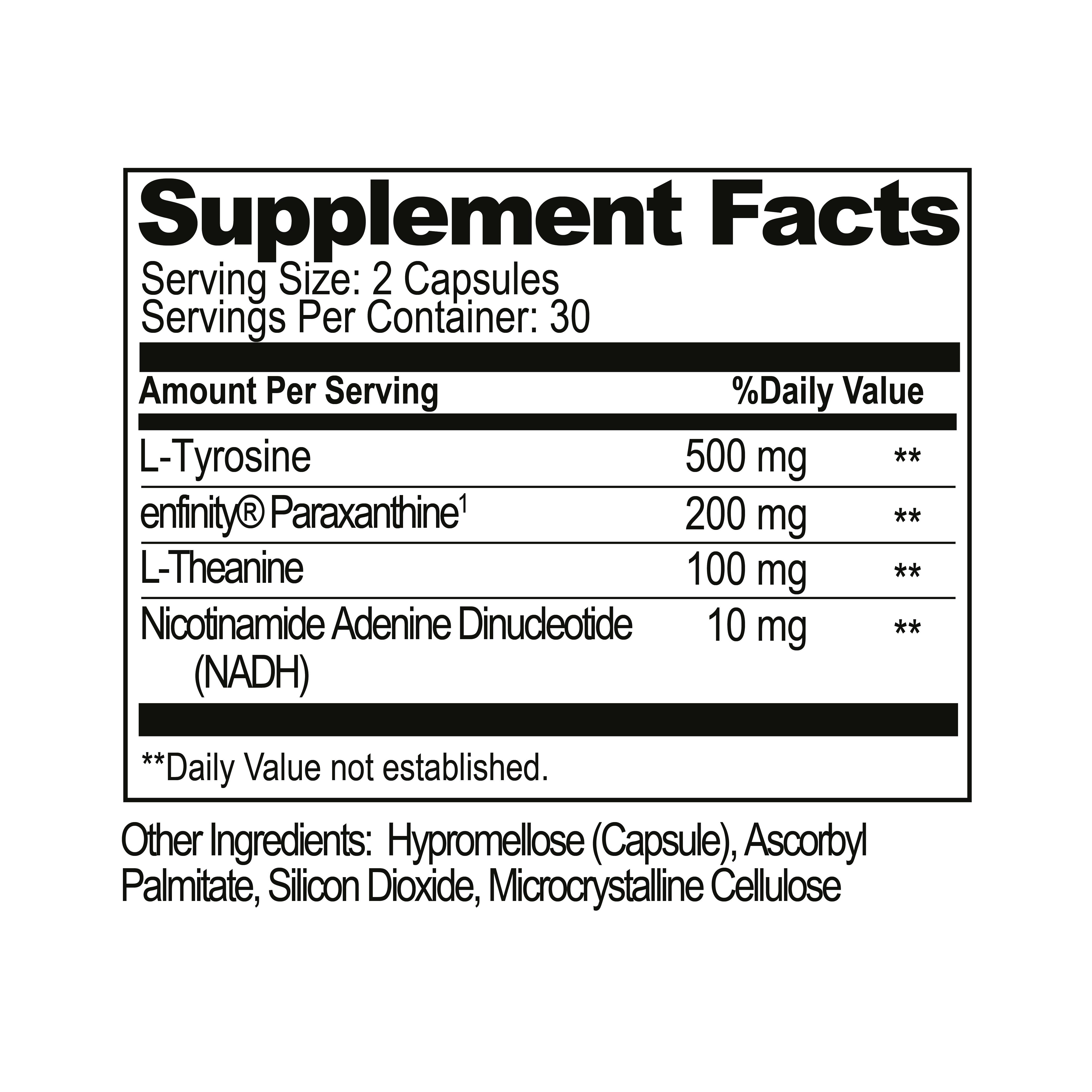 Dopamine Brain Food & NeuroAlert Stack Supplement Bundle - lasting mental energy w/L-Tyrosine, enfinity Paraxanthine, NADH, & more. Energy supplement with no crash.*