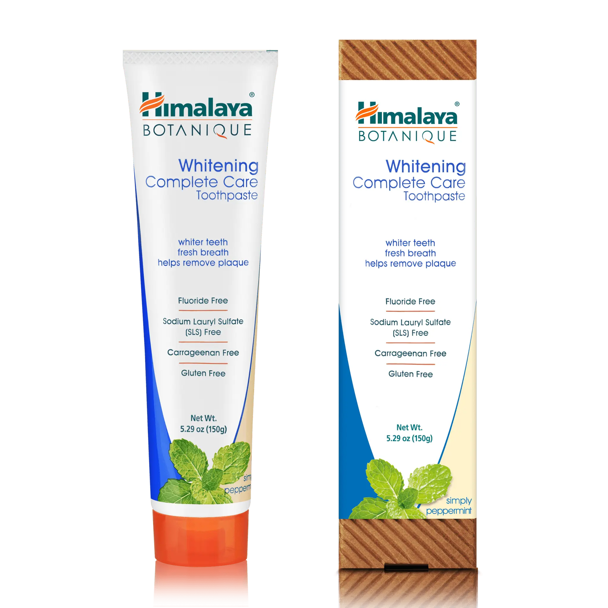 Himalaya Botanique Whitening Complete Care Toothpaste, Peppermint Flavor - Whitening Toothpaste Without Fluoride for Brighter Teeth & Fresh Breath - Vegan, Gluten Free, 5.29 oz