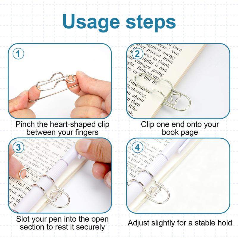 10Pcs Heart Pen Clip,PUKEGM Metal Pencil Clips Multifunctional Rose Gold Silver Carbon Steel Paperclip Portable Large Size Holder for Notebook Book Journal Office School Accessories 10Pcs Heart Pen Clip,PUKEGM Metal Pencil Clips Multifunctional Rose Gold Silver Carbon Steel Paperclip Portable Large Size Holder for Notebook Book Journal Office School Accessories