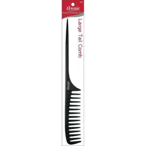 Annie 0038 Large Black Tail Comb, Professional Rat Tail Comb for Hair Parting, Styling & Sectioning