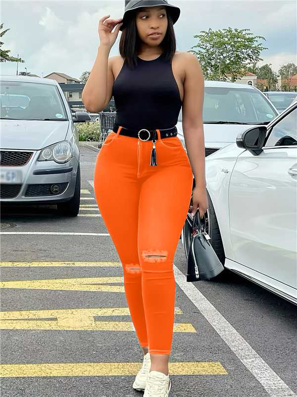 JUNBAOSS Women's Classic Mid Waisted Skinny Stretch Butt Lifting Jeans Women Totally Shaping Distressed Ripped Jeans Slim Fit Denim Pants SpringStatements