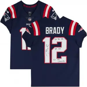Tom Brady New England Patriots Autographed Nike Navy Color Rush Elite Jersey with Multiple Inscriptions