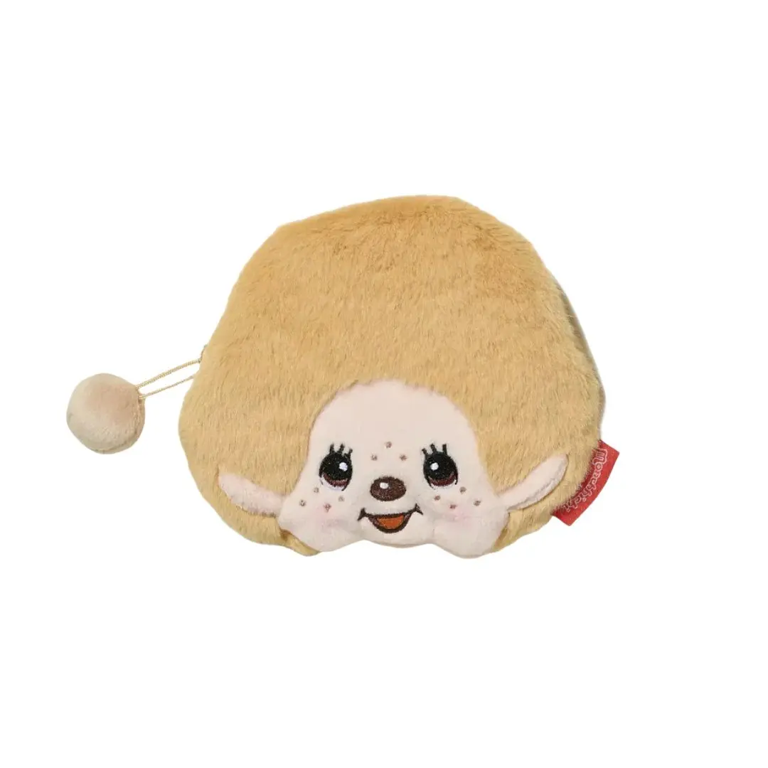 Women's Monchhichi Beige Boy 4.5" Plush Coin Purse, Compact Coin Holder for Daily Use, Coin Holder/Purse, Stores Coins