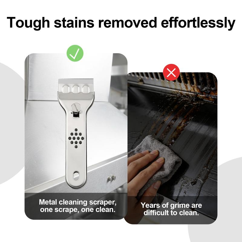 DABATR Metal Razor Blade Scraper Tool, Carbon Steel Blades, Stainless Steel Body, Heavy-Duty Cleaning Razor Scraper Tool