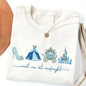 Meet Me at Midnight Shirt, Fairytale Carriage Inspired Tee, Magical Princess Party Graphic Shirt, Cute Girls Trip 2025 Gift