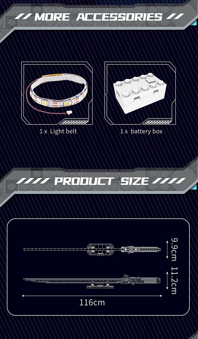 Mould King 10138 Lightsaber Darks Sword Glows Fluorescent Building Block Adult Kid Toy Cosplay Alloy Creative Idea STEM Educational Toy