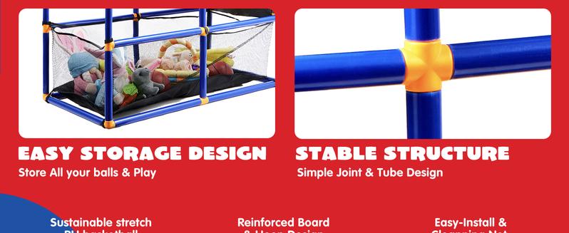 2025 Toys for Kids Arcade Basketball Game Set with 4 Inflatable Balls & Hoop Outdoor Sport Play Easy Set Up Air Pump Included Christmas Gifts for Kids Boys Adjustable basketball hoop Valentine's Day Gifts for Kids