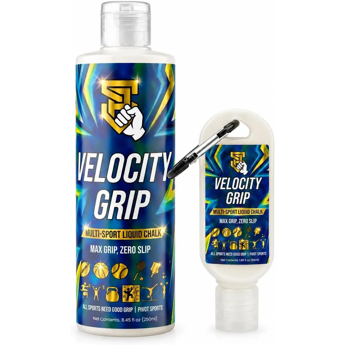 Pivot Sports Liquid Chalk Gym Kit 250ml & 50ml - Mess-Free, Quick-Drying Grip Chalk