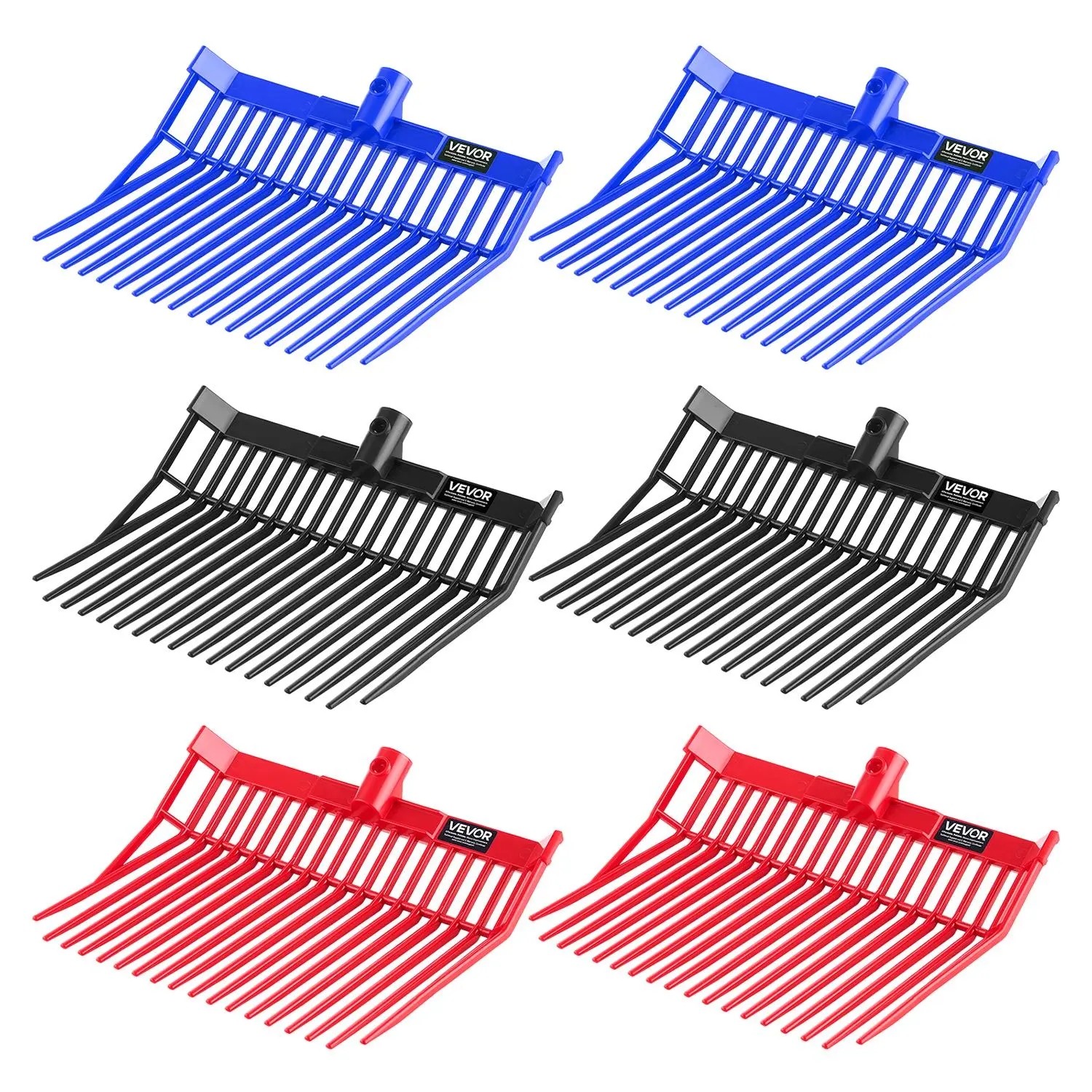 【SummerFinds】VEVOR 6PCS Manure Fork Replacement Head,  18 Angled Tines Horse Manure Fork Head, Durable Plastic Pitchfork Heads, Horse Mulch Rake for Picking up Stable Stall Muck Grass Hay Cleaning Farm Work