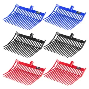 VEVOR 6PCS Manure Fork Replacement Head,  18 Angled Tines Horse Manure Fork Head, Durable Plastic Pitchfork Heads, Horse Mulch Rake for Picking up Stable Stall Muck Grass Hay Cleaning Farm Work