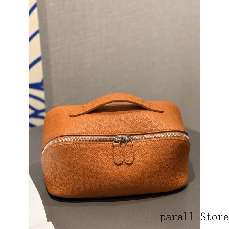 Minimalist High-End Feel First Layer Cowhide Texture Makeup Bag Genuine Leather Travel Portable Toiletry Bag Large Capacity Storage Bag