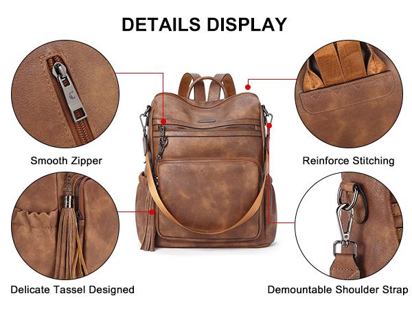 CLUCI TikTokShopSpringGlowUp Leather Backpack Purse for Women Designer Ladies Large Travel Convertible Shoulder Bag Luxury Durable travel backpack