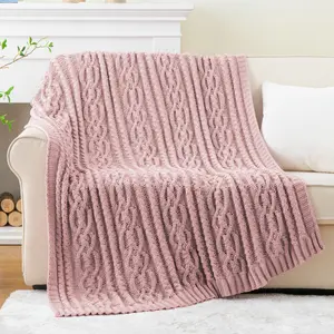 Battilo | Woven Chenille Knit Throw Blanket Versatile for Chair, 51 x 67 Inch Super Soft Warm Decorative Blanket,Spring Throw Blanket