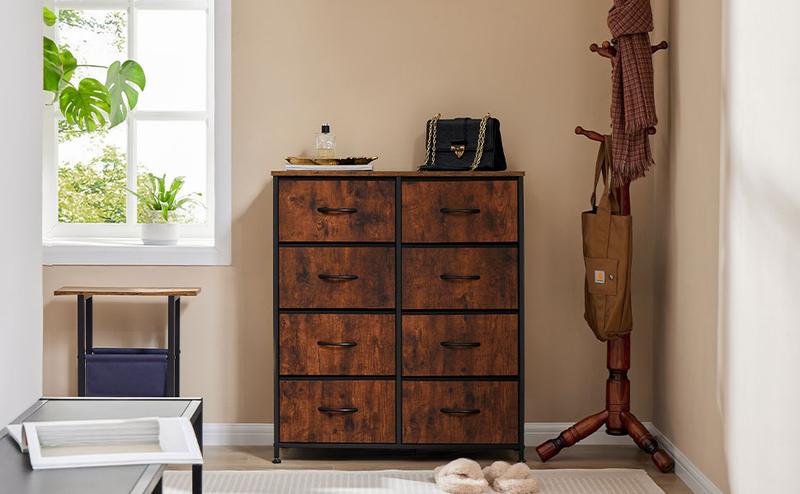 【New Year Gifts】Chest of Drawers with Fabric Drawers, Sideboard with 8 Drawers, Drawer Cabinet for Kitchen, Office, Hallway, and TV Cabinet drawer dresser