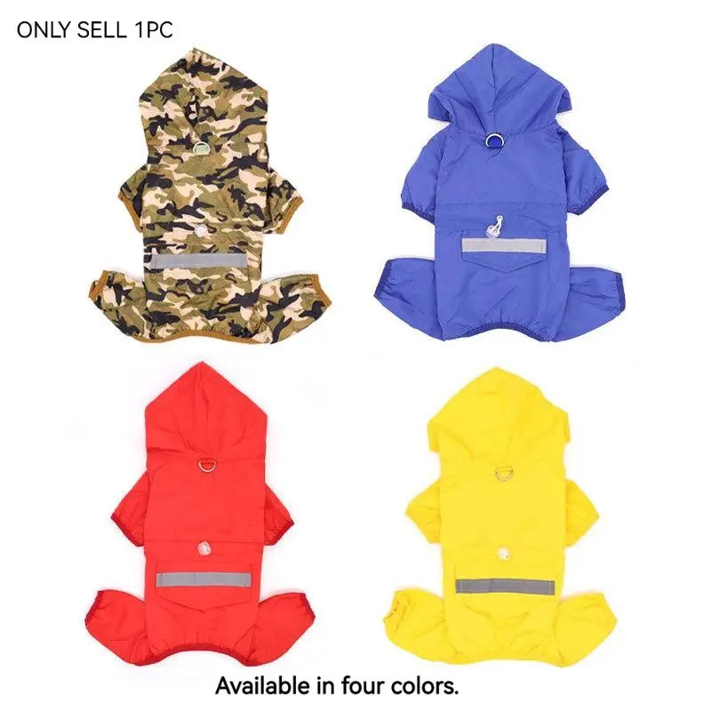 Waterproof Outdoor Dog Raincoat with Hood, Lightweight Dual-Layer Pet Rain Poncho with Leash Access, Easy On/Off Windproof Puppy Rain Jacket Slicker for Small Dogs, Corgi, Teddy