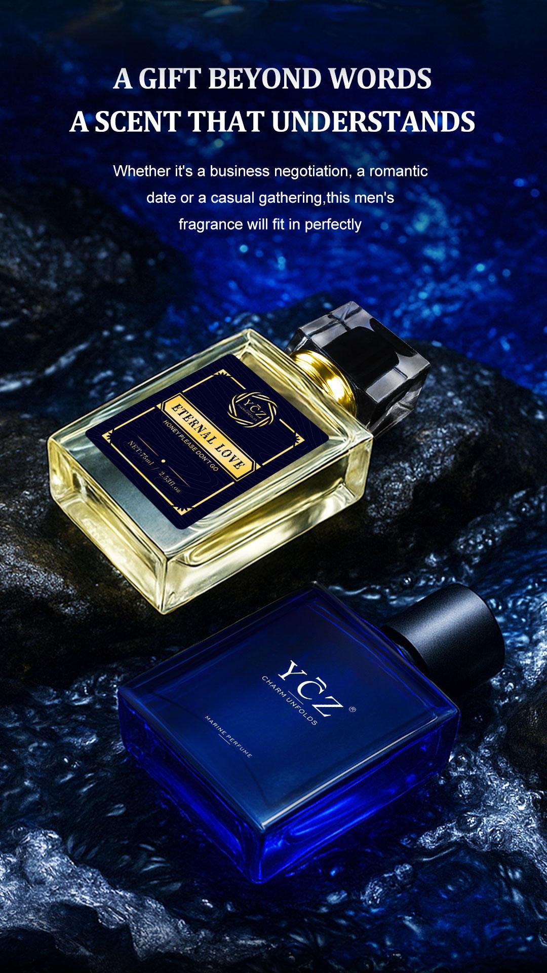 YCZ Men's Premium Cologne Set Eternal Love 75ml & Midnight Marine 50ml Aromatic Woody Scent Long-Effect EDP Unisex Fragrance for Clubbers Perfume Scented Perfume Oil Concentrated Perfume Pack