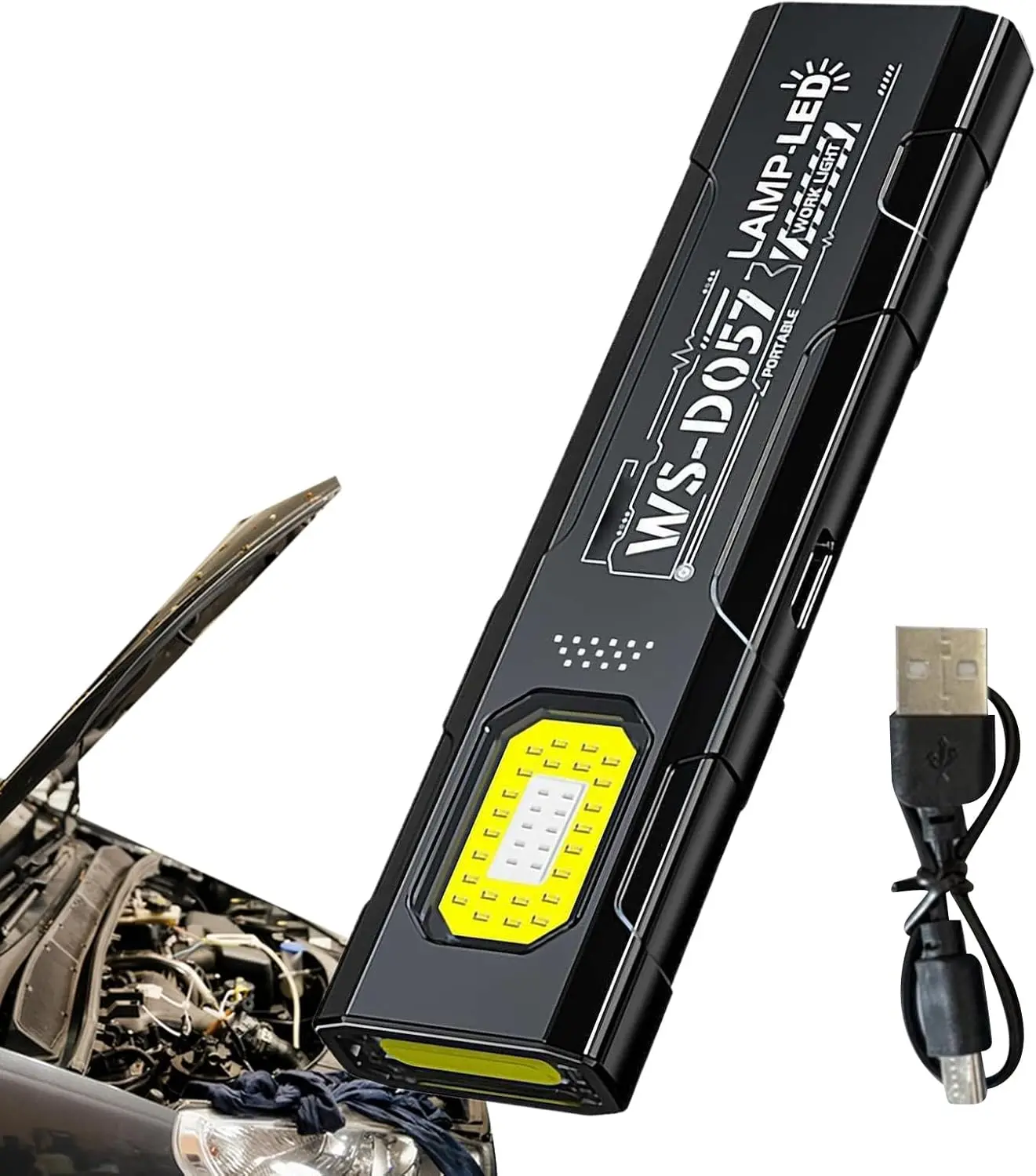 Flashlight with Magnet – 550LM USB-C Rechargeable LED Work Light | 5-Mode 800mAh Magnetic Flashlight with Clip | Portable Lamp for Auto Repair Car Shop Detailing Camping Night Work,back to school,back to school haul