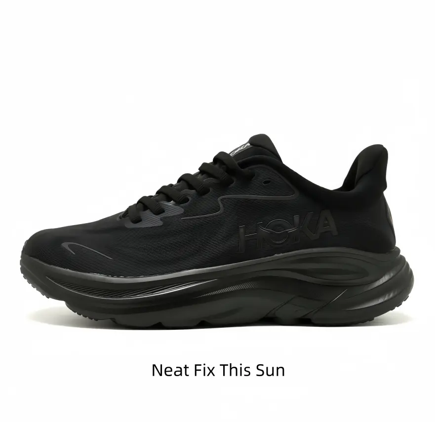 All Black Breathable Mesh Upper Running Shoes, Ultra Thick Cushioned Wave Midsole Shock Absorbing Non Slip Rubber Outsole Lightweight Lace Up Athletic Training Sneakers For Men Women ：，，，
