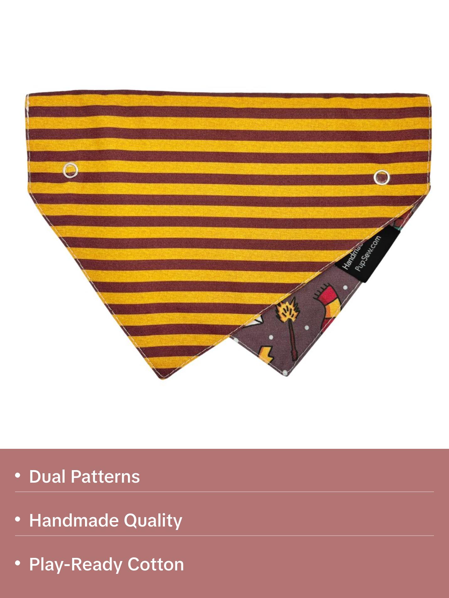 Wizarding Pup Dog Collar Bandana, Reversible and Two-Tone