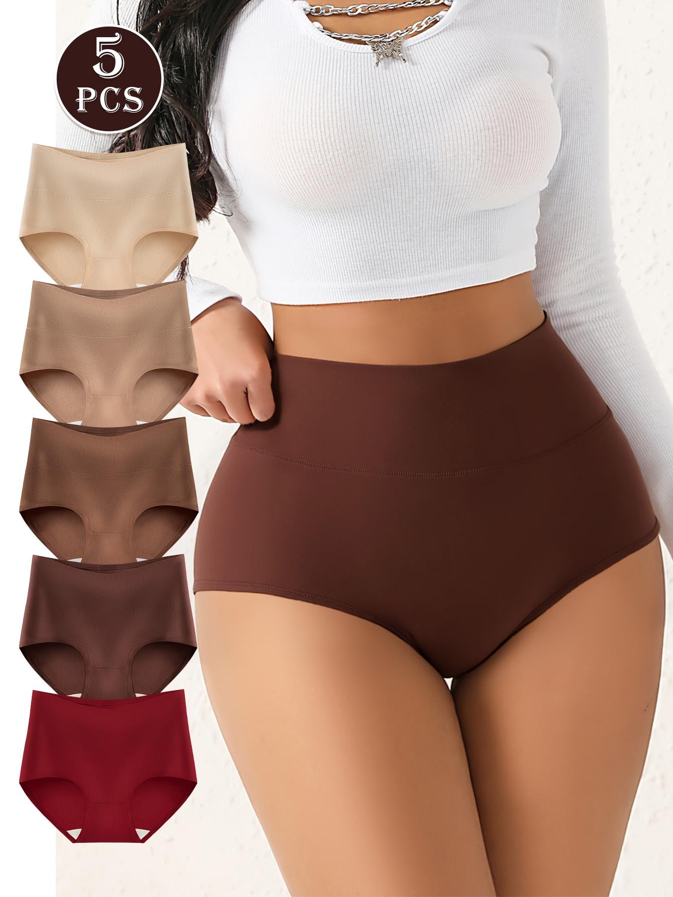 HOTCOM Women’s Matching High-Waist Cotton Panties – Smooth Seamless Full-Coverage Everyday Womenswear (4/5-Pack)