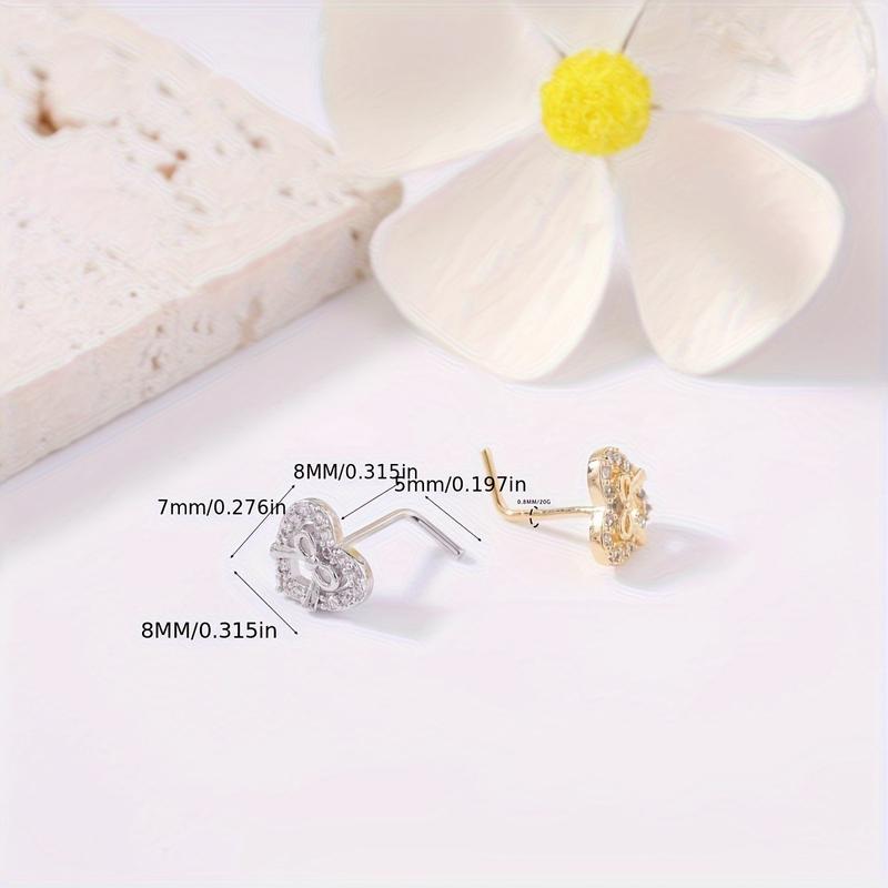 6PCS Nose Stud L Shaped Nose Rings Stud For Women Nose Screw Nose Piercing Stud Flower Heart Nostril Jewelry 6PCS Nose Stud L Shaped Nose Rings Stud For Women Nose Screw Nose Piercing Stud Flower Heart Nostril Jewelry