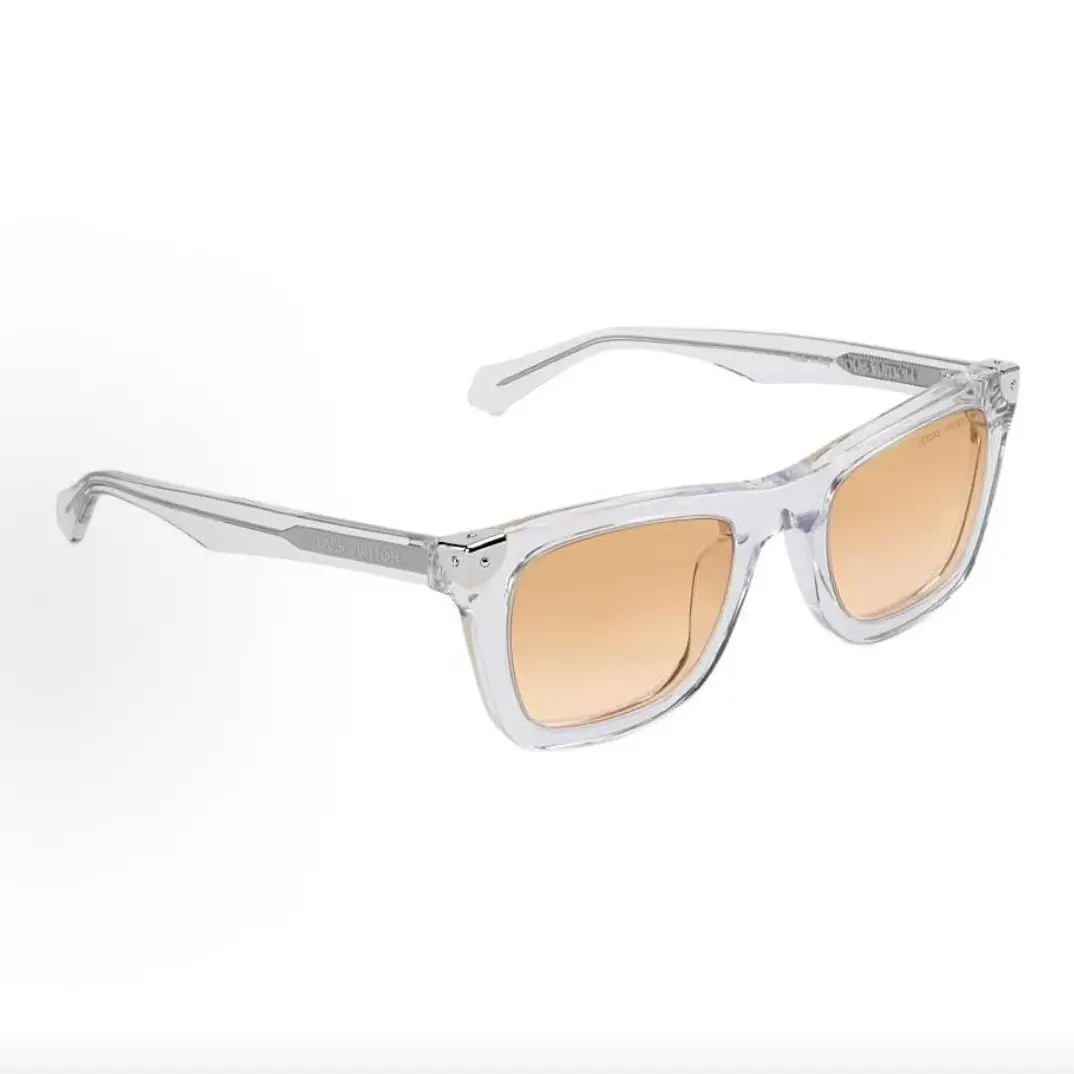 Pre-owned Brand new Louis Vuitton Transparent Clear Square Sunglasses, Crystal Clear Acetate Frame / Light Orange Gradient Lens（Do not purchase directly. Contact us for details.）