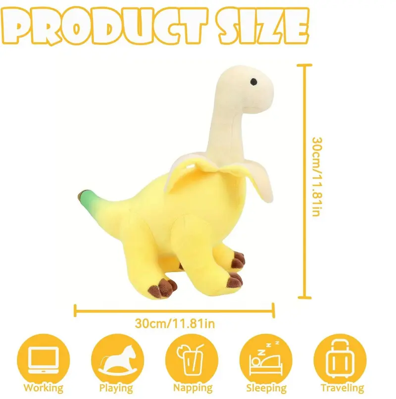 Cute Banana Brontosaurus Design Plush Toy, Lovely Plush Gift, Soft Stuffed Dinosaur Animal Plushie, Cartoon Banana Soft Dinosaur Doll, Home Decoration, Plushies, Stuffed Aninmal Gift, Cuddly Stuffed Animal,