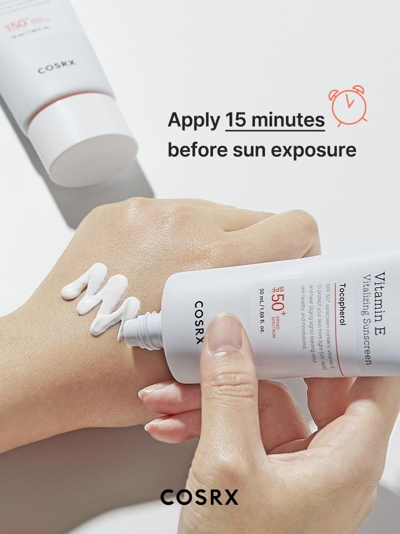 COSRX Vitamin E Vitalizing Sunscreen SPF 50+ 50ml - OTC Approved Antioxidant-Rich Korean Sunscreen with No White Cast Tocopherol for Daily Skin Repair