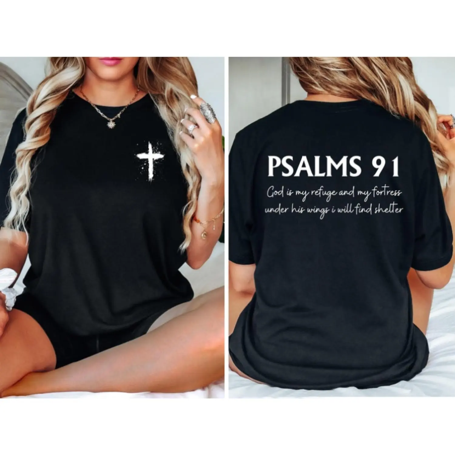 Psalm 91 Scripture T Shirt Faith Inspired Christian Apparel For Women Bible Verse Tee Comfortable Daily Wear Religious Clothing
