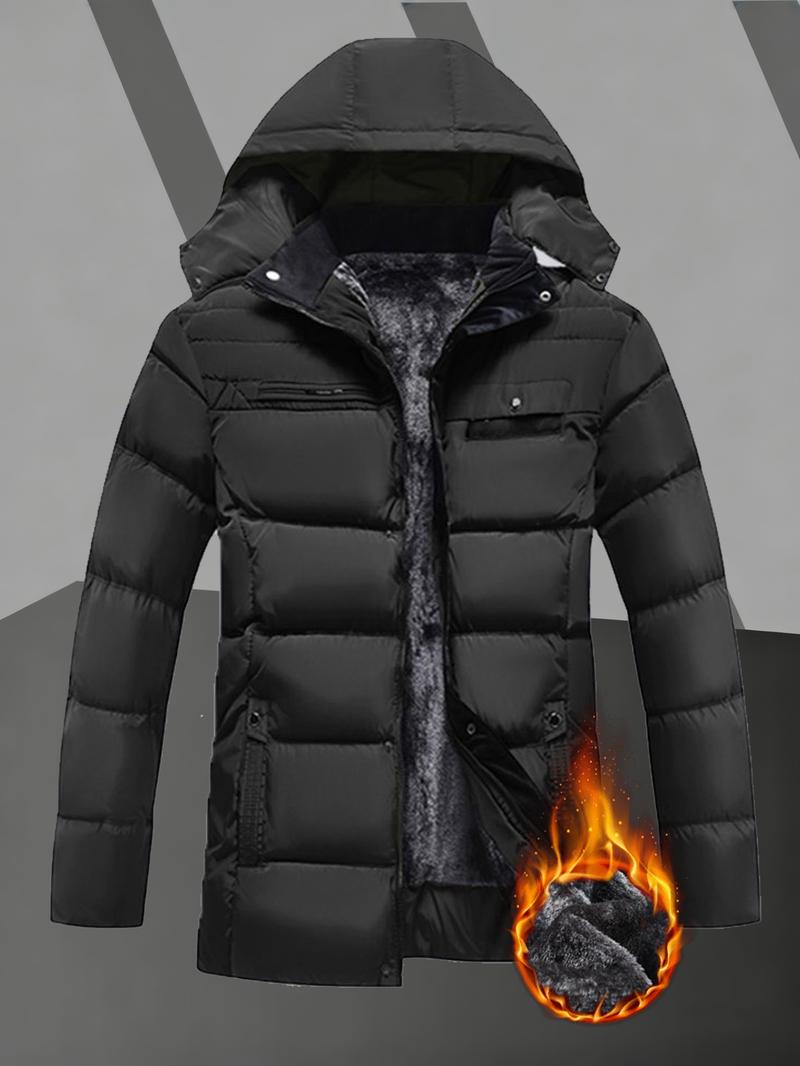 Men's Winter Long Cotton-Padded Fleece Hoodie – Warm Thick Cotton Jacket with Removable Hood and Zipper Front Closure; Perfect for Various Occasions Such as Hiking Trips and Daily Commutes; A Must-Have Versatile Piece for Men's Wardrobes Men's Winter Long Cotton-Padded Fleece Hoodie – Warm Thick Cotton Jacket with Removable Hood and Zipper Front Closure; Perfect for Various Occasions Such as Hiking Trips and Daily Commutes; A Must-Have Versatile Piece for Men's Wardrobes
