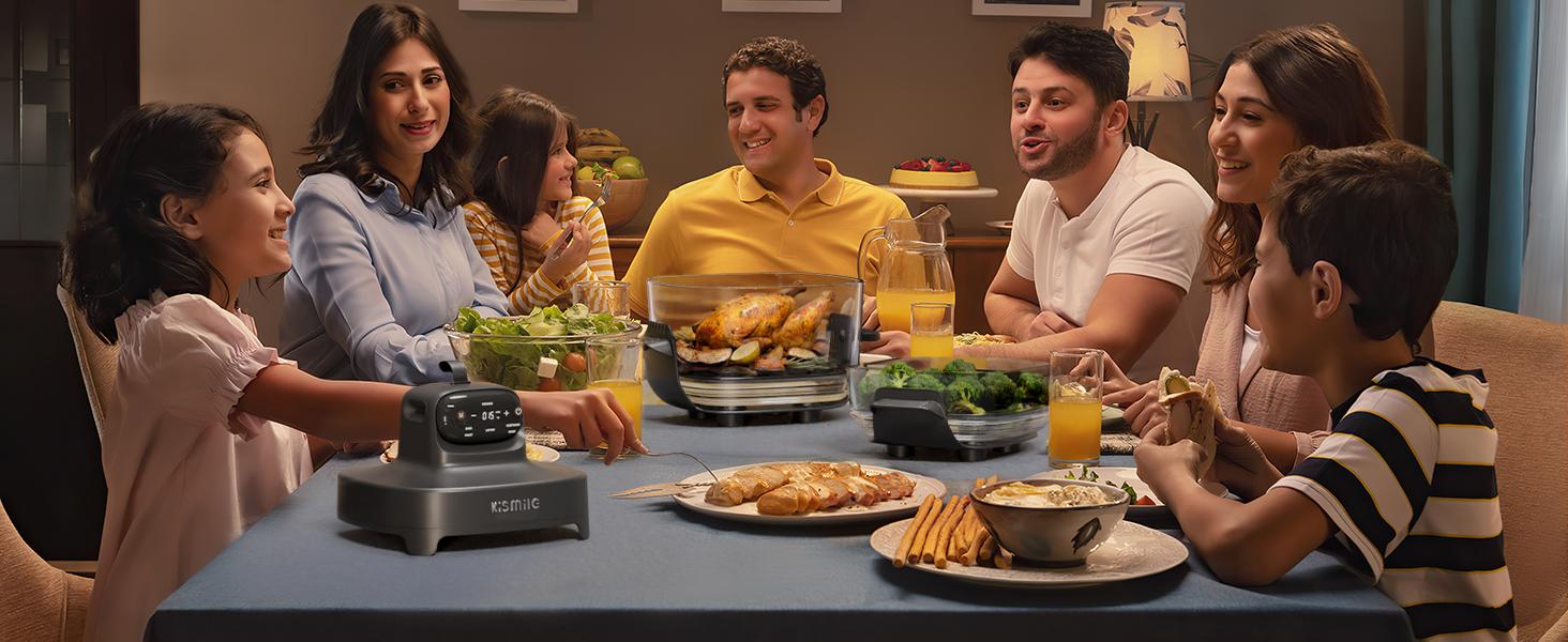 Kismile 5-in-1 Glass Air Fryer Upgraded Toaster Oven 1500W 25QT 12-in-1 Functionality Adjustable Temp Time Freezer Dishwasher Safe Kitchen Appliances Multifunctional Machine with 95% Less Oil