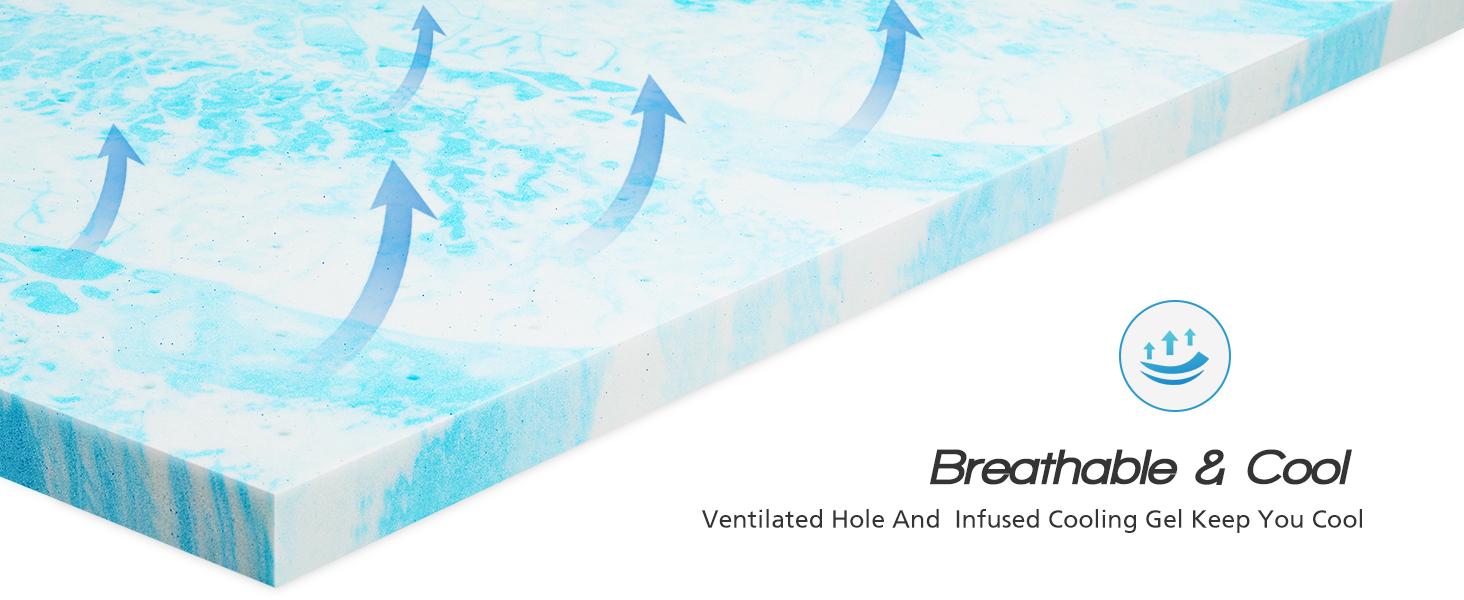 【Deal】FurnishFlex Memory Foam Cooling Gel Swirl Infused Bed Topper Mattress Topper sweet furniture mattress comfort